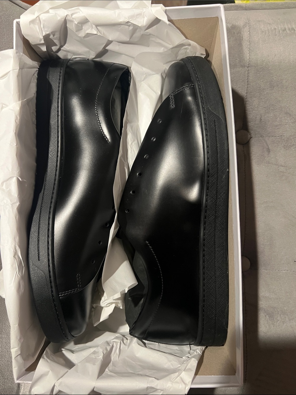 Prada Black Leather Low-Top Sneakers